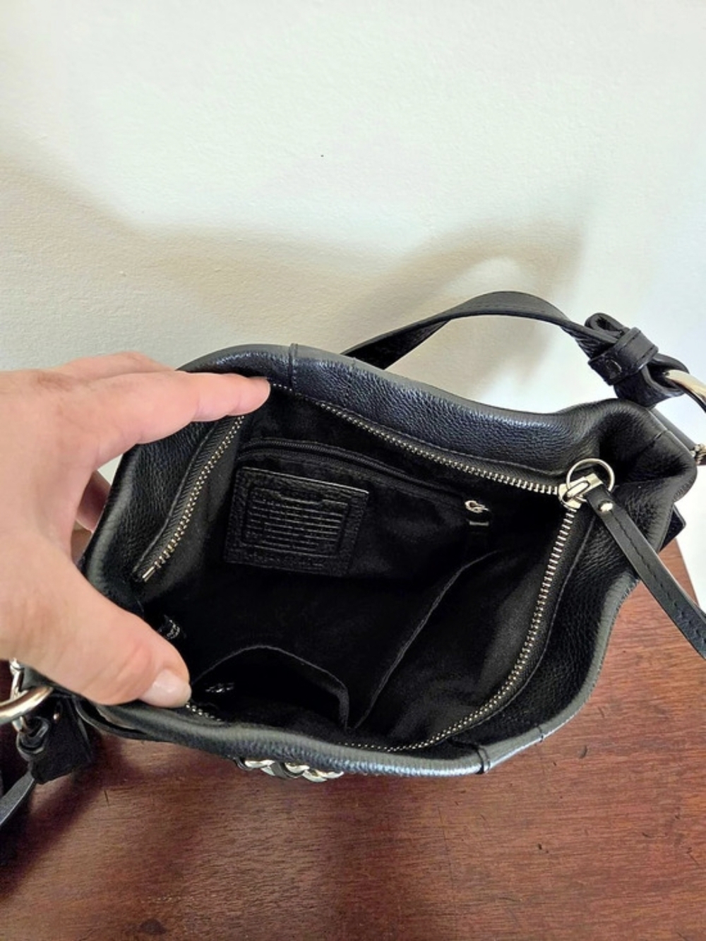 Coach Signature Chain Hobo Black Chain Shoulder Bag - Picture 3 of 5